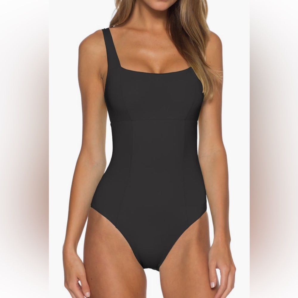BECCA Black One Piece Swimsuit with Square Neckline